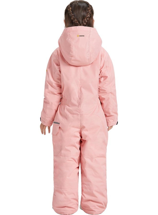 GEMYSE Kids One Pieces Ski Suits Jumpsuits Boys Girls' Winter Outdoor Snowboarding Waterproof Snowsuits (Coral Pink,4/5) - Image 2